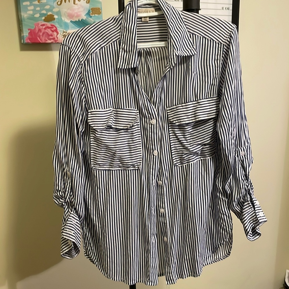 Eliana rose blue and white blouse